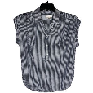 H&M L.o.g.g. Stripe Button Down Distressed Shirt